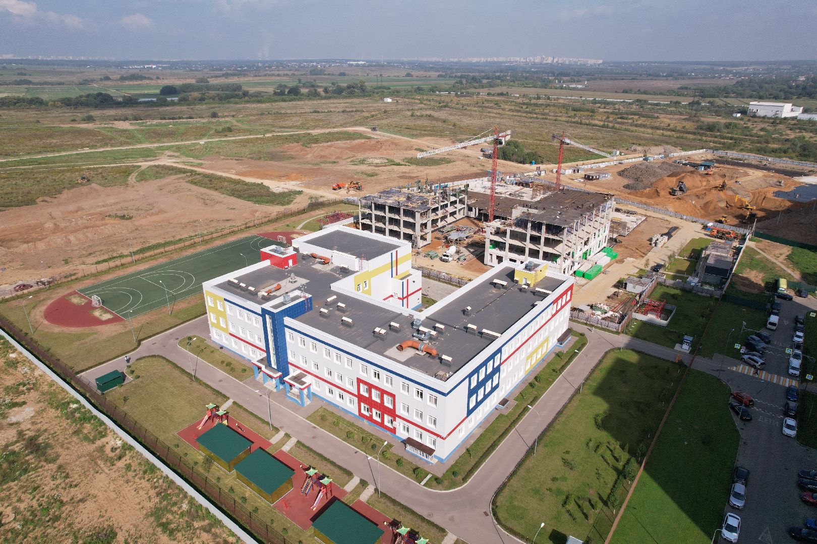 школа, домодедово, стройка,видео с коптера,