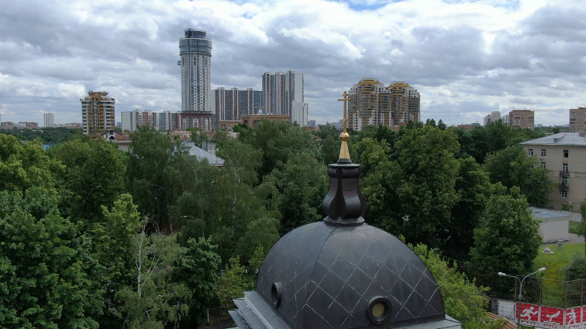 Химки, церковь, культура,видео с коптера,