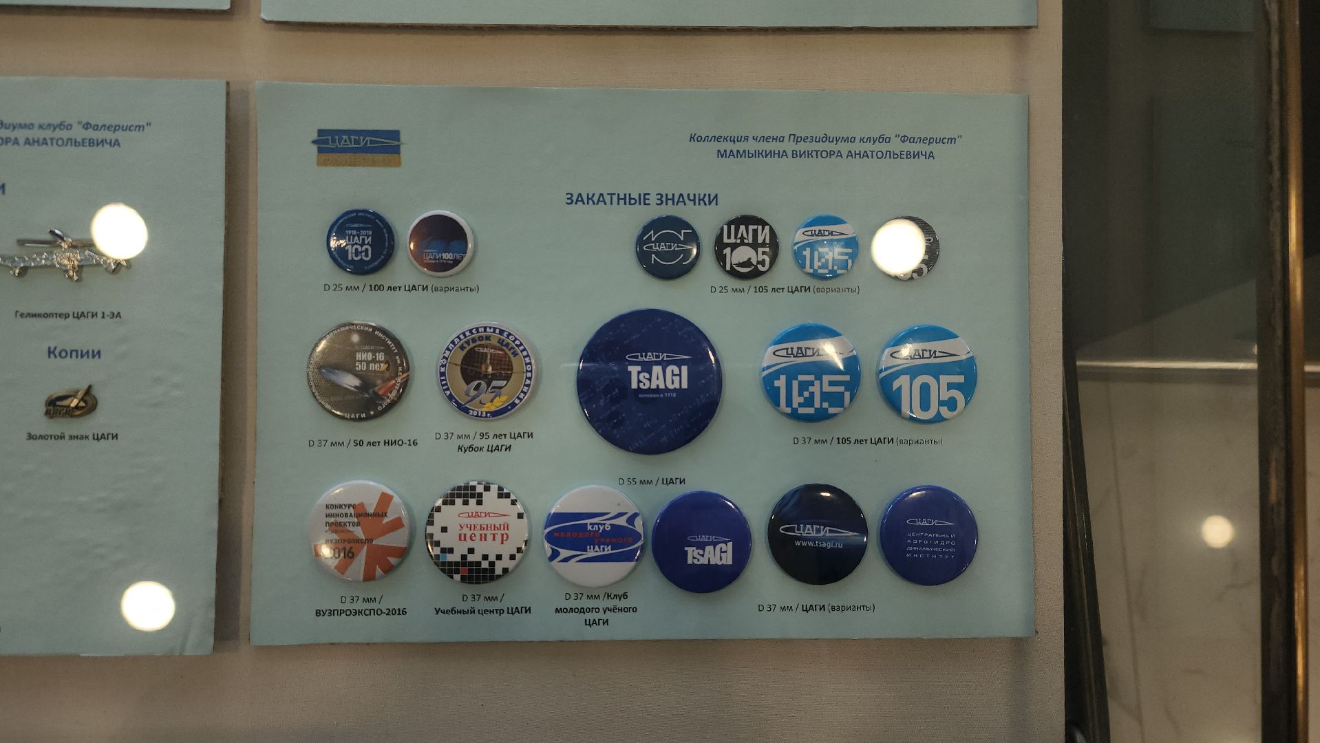значки, ЦАГИ, фалеристика, коллекция, Демонстрационный центр,