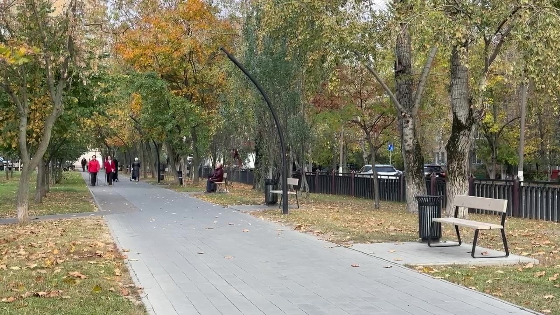 Реутов, парк, благоустройство, перголы, фонтан, деревья,