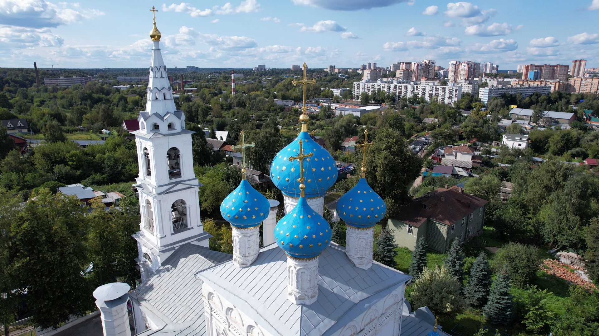 пушкино, храм, реставрация,видео с коптера,