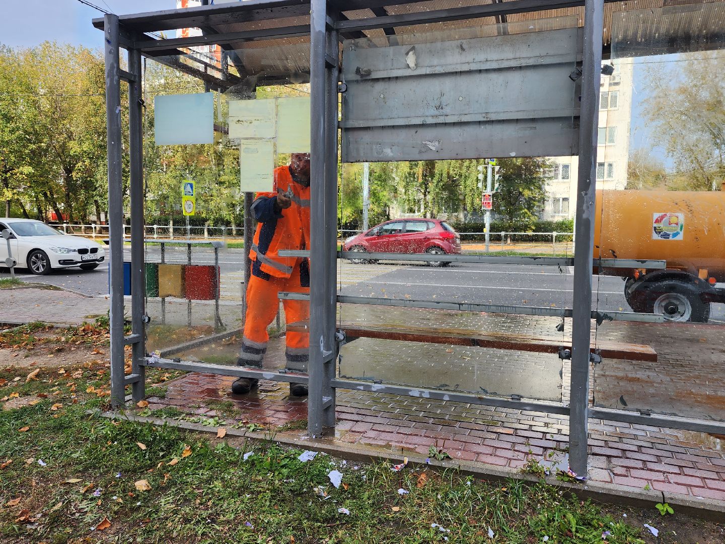 серпухов, автобусные остановки, комбинат благоустройства, благоустройство, подготовка к зиме,