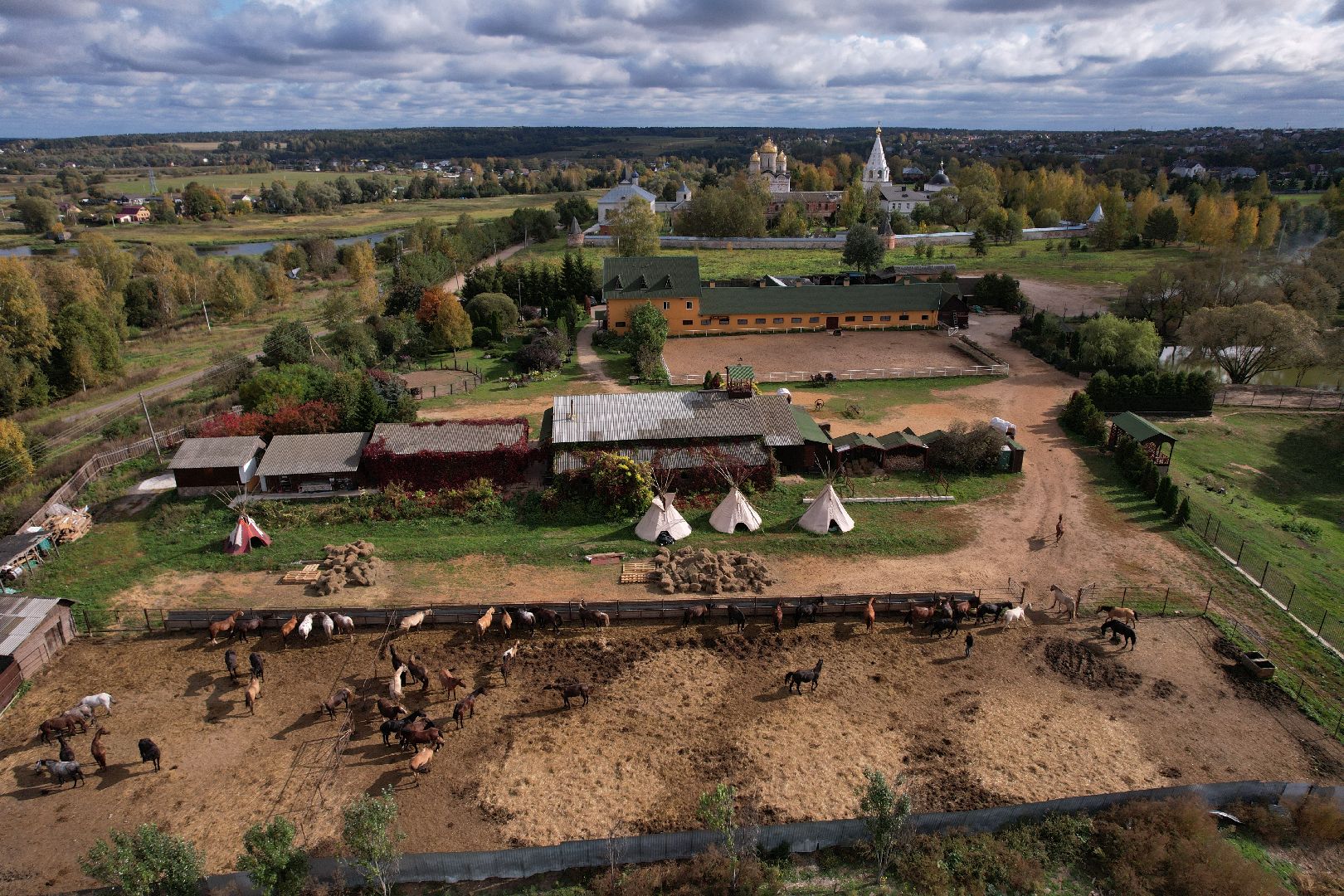 лошади, туризм, можайск,видео с коптера,