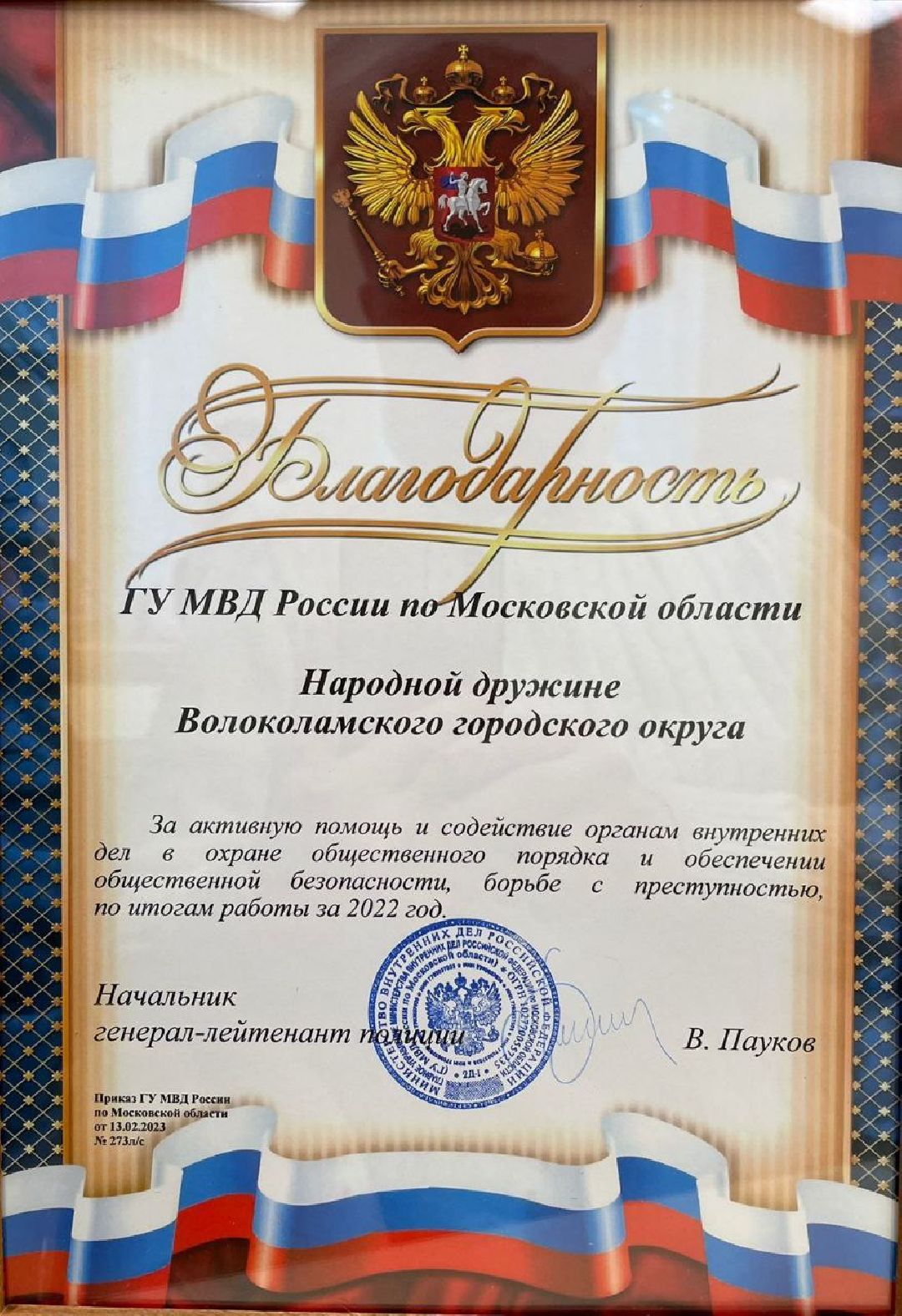 Волоколамск, дружинник, награда, студенты, колледж