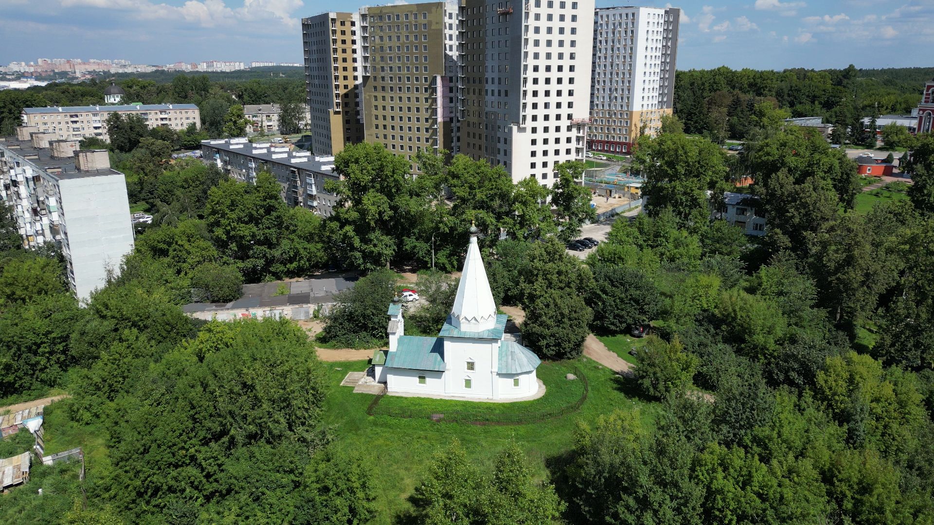 лыткарино, церковь, петровское,видео с коптера,