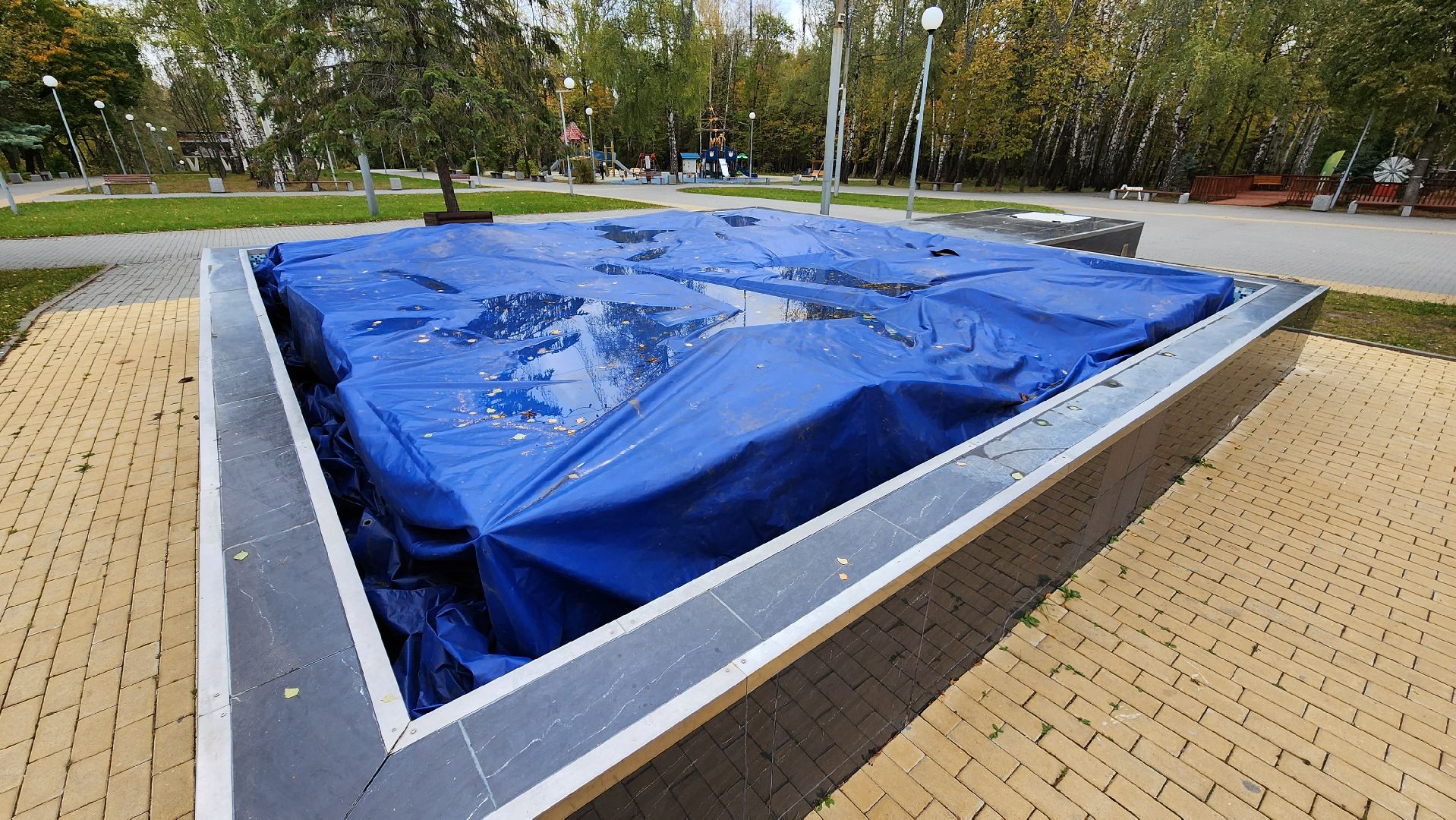 кашира, фонтан, консервация, подготовка к зиме, городской парк,