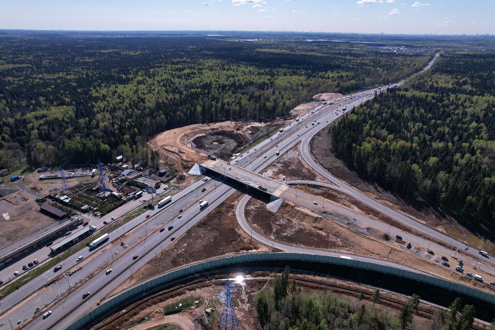 лобня, дорога, развязка, переезд,видео с коптера,