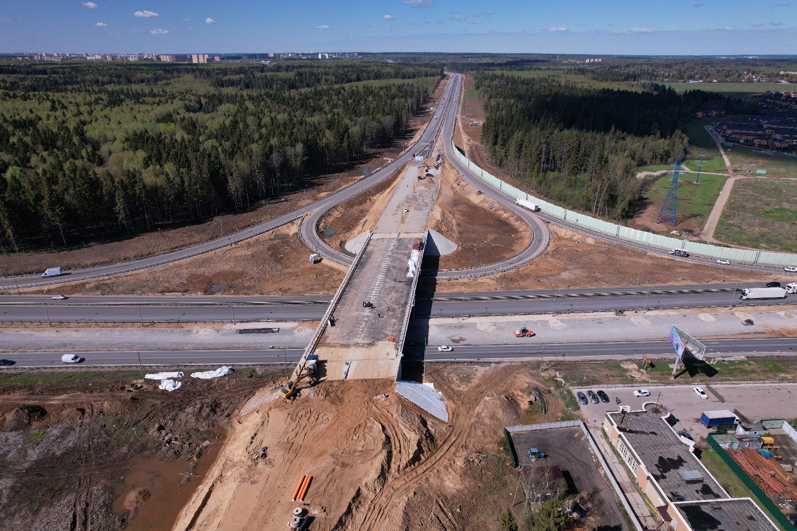 лобня, дорога, развязка, переезд,видео с коптера,