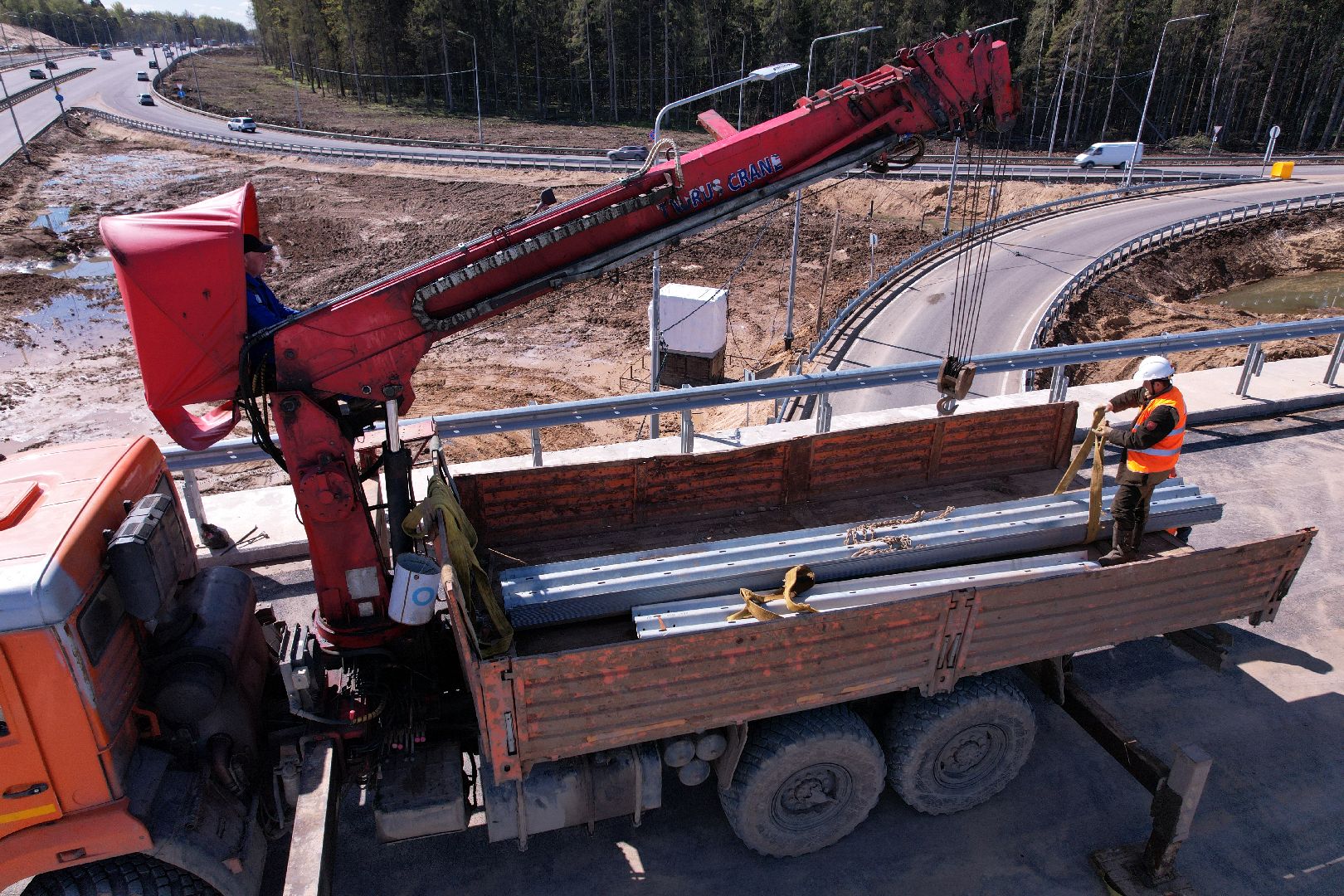 лобня, дорога, развязка, переезд,видео с коптера,