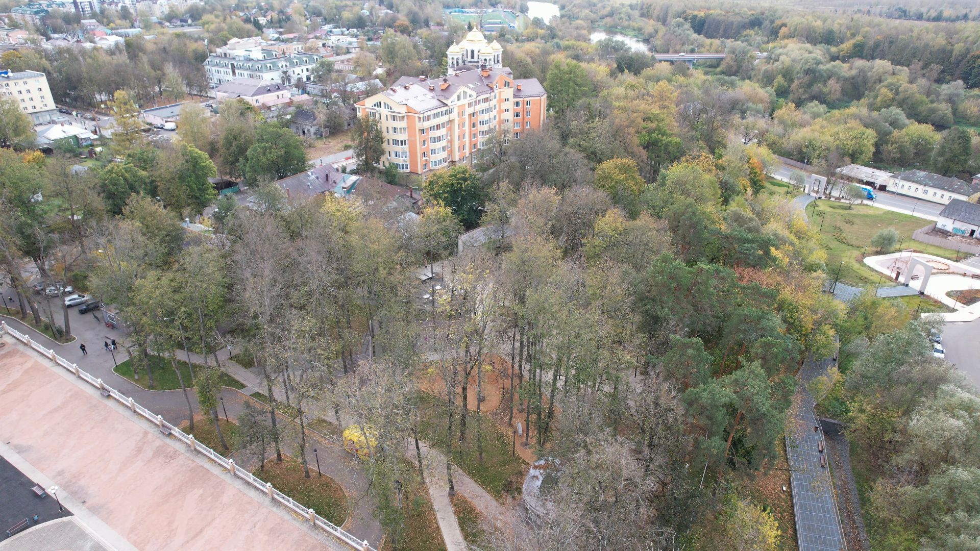 звенигород, парк, благоустройство,видео с коптера,