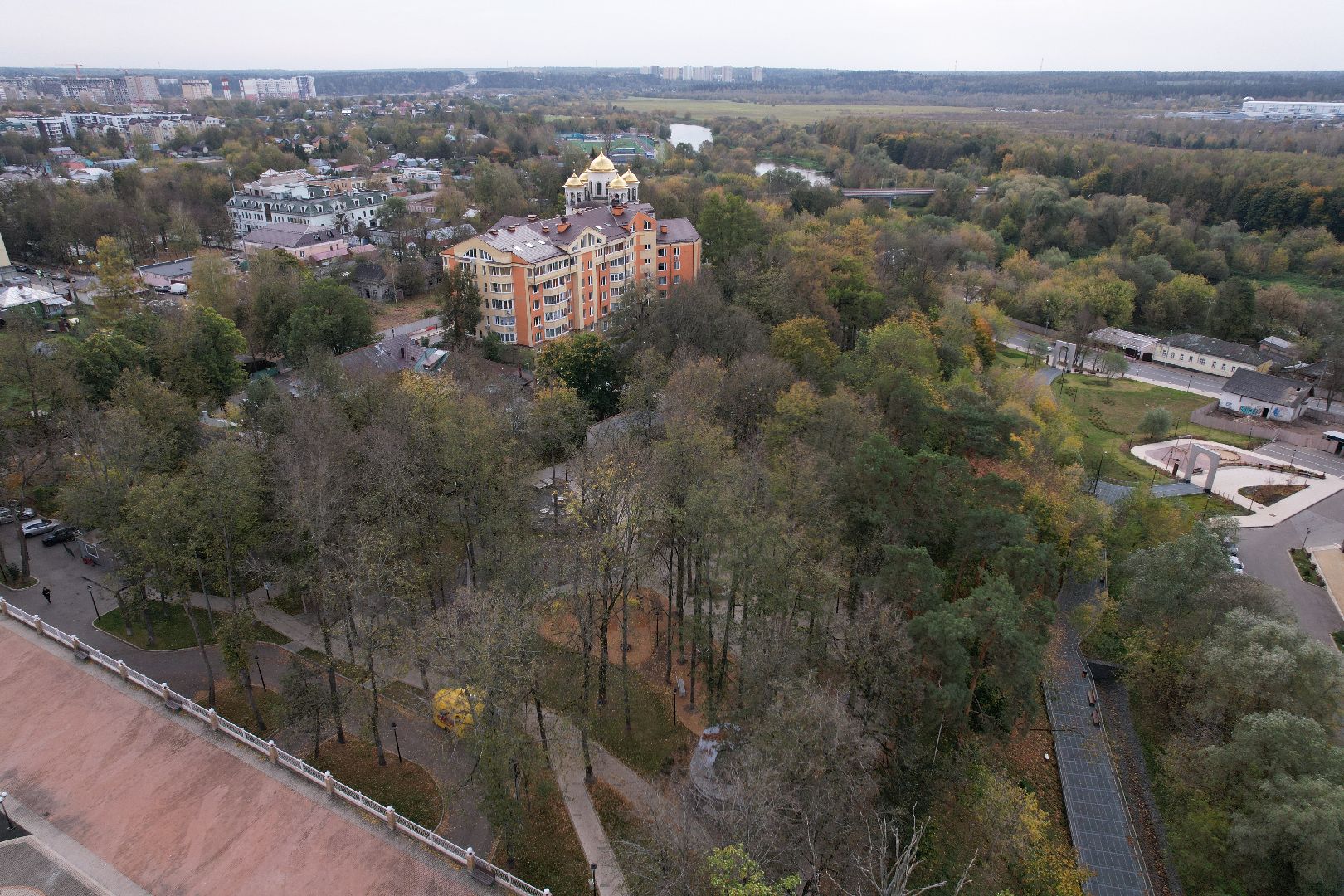звенигород, парк, благоустройство,видео с коптера,