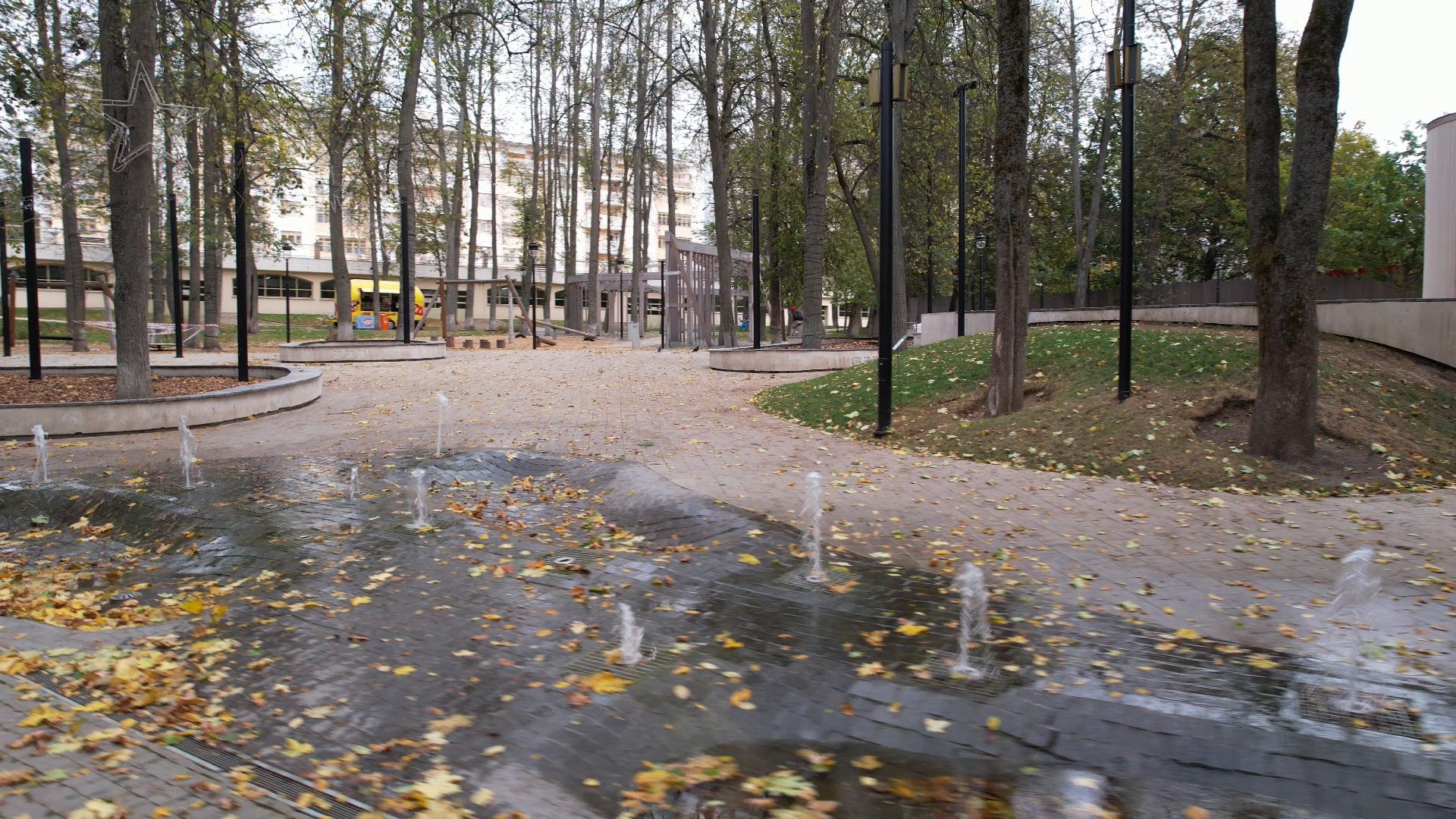 звенигород, парк, благоустройство,видео с коптера,