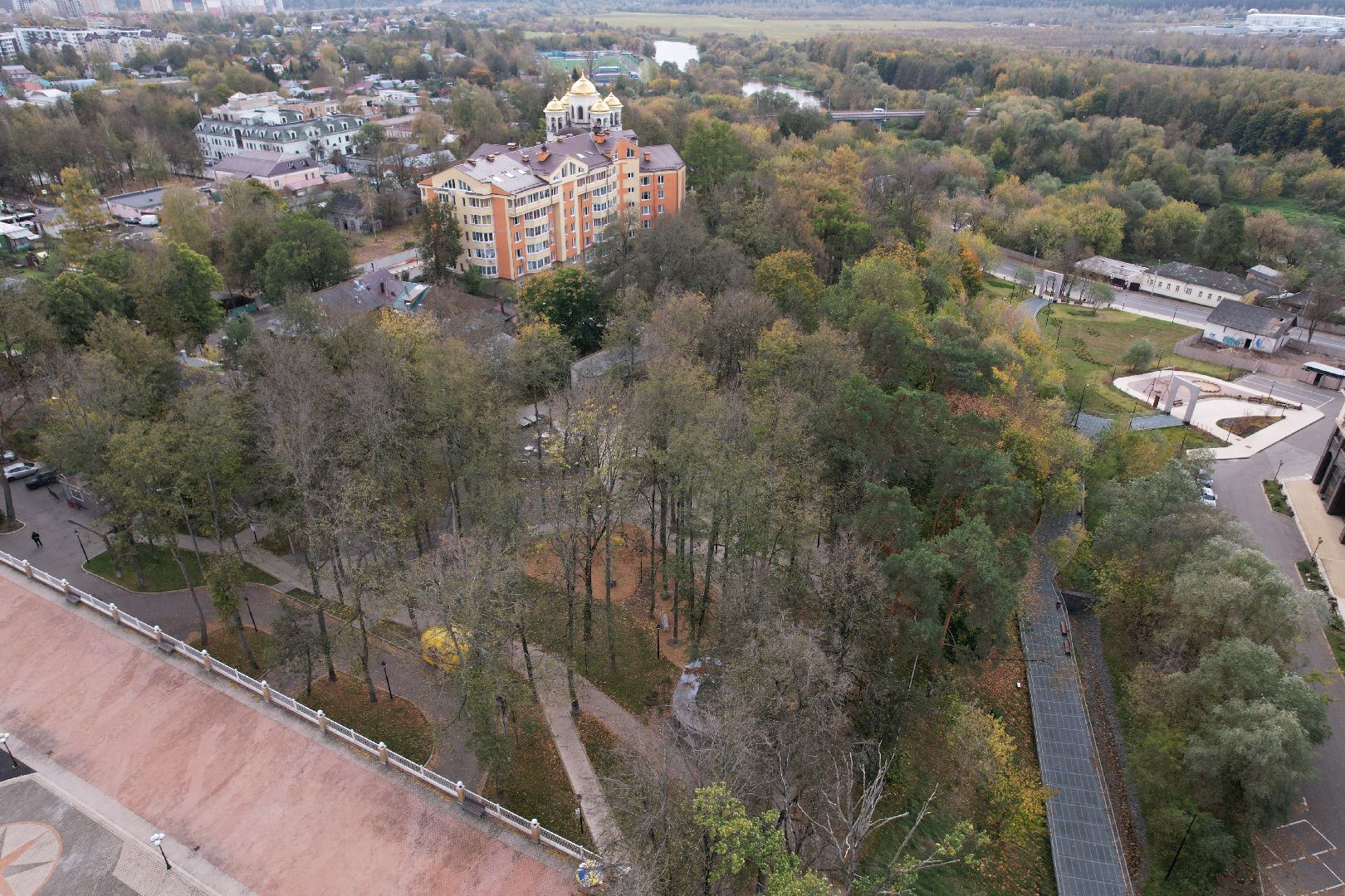 звенигород, парк, благоустройство,видео с коптера,