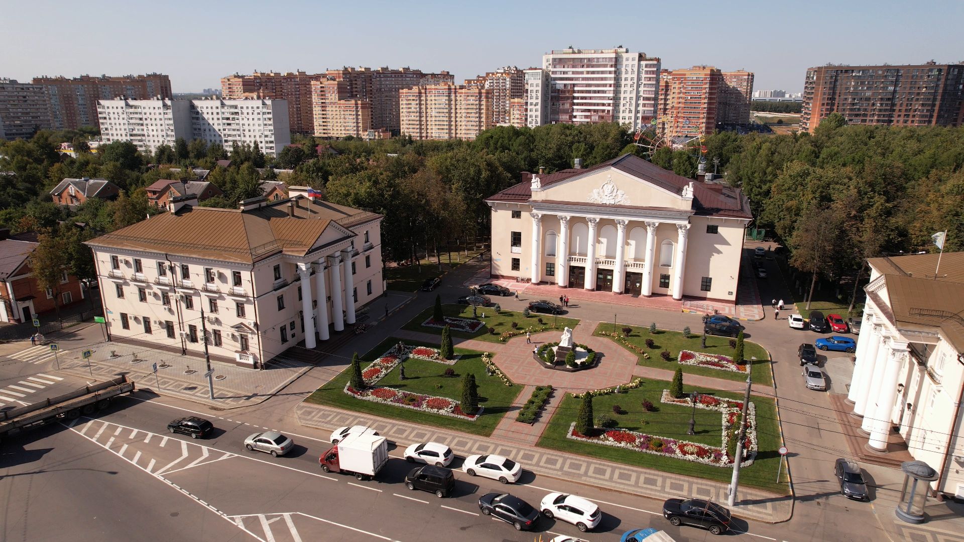 видное, архитектура, культура,видео с коптера,