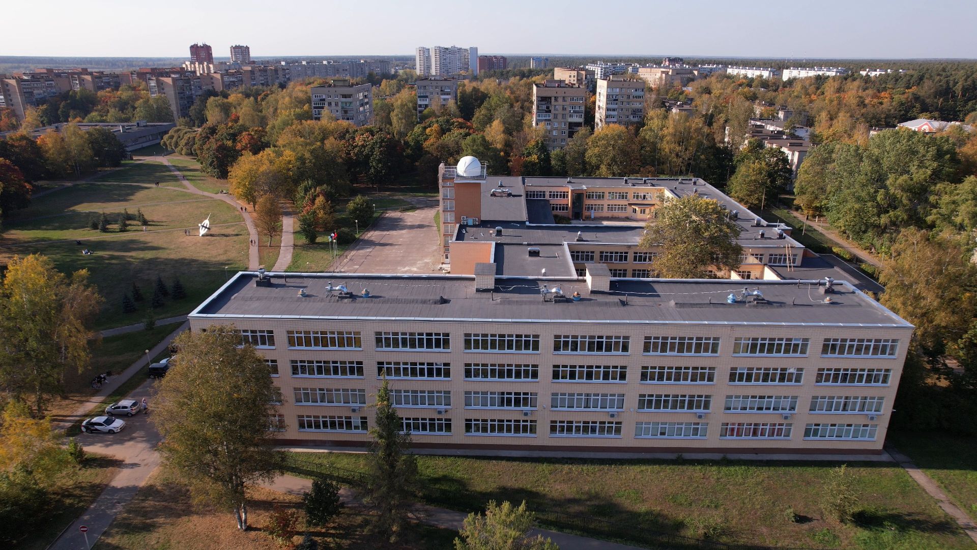 черноголовка, обсерватория, башня, школа,видео с коптера,