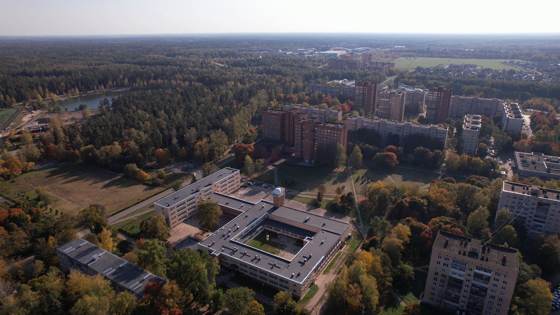 черноголовка, обсерватория, башня, школа,видео с коптера,