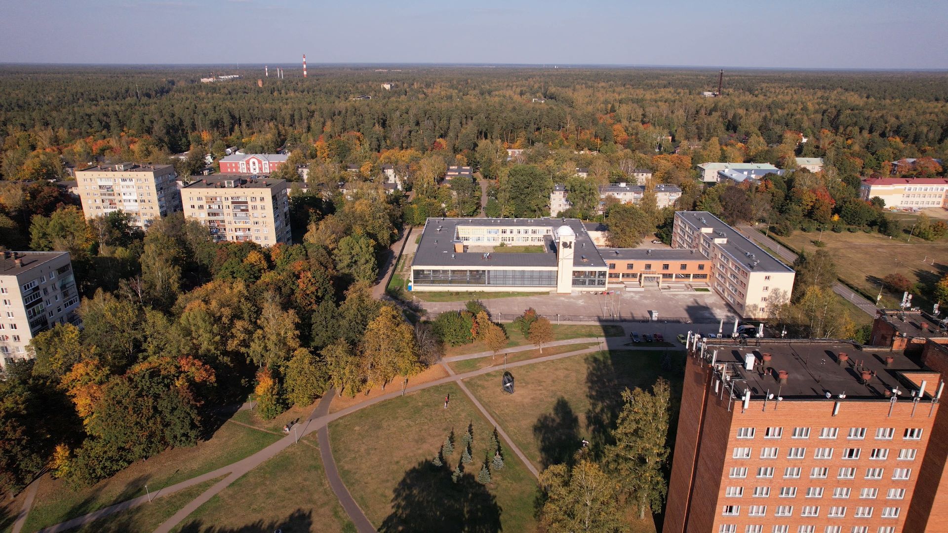 черноголовка, обсерватория, башня, школа,видео с коптера,