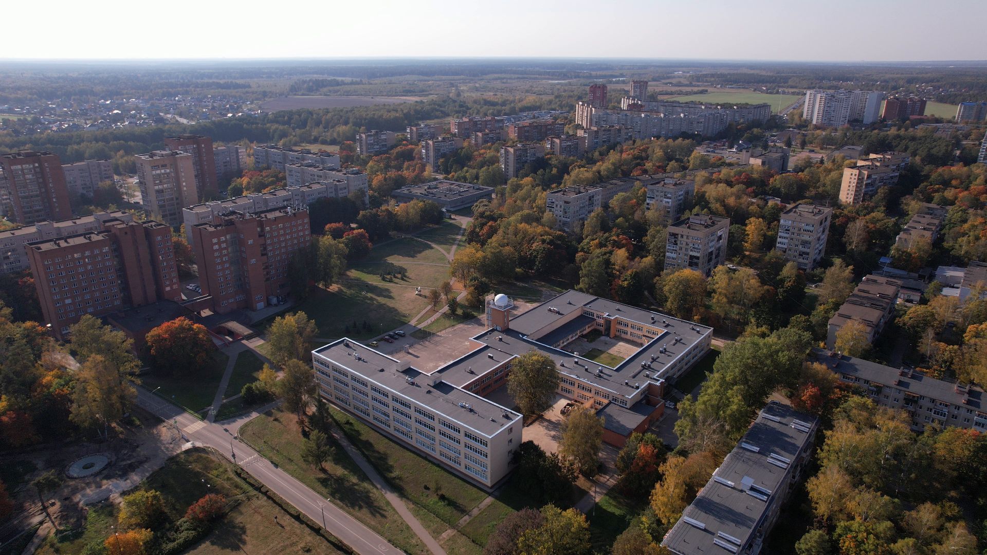 черноголовка, обсерватория, башня, школа,видео с коптера,