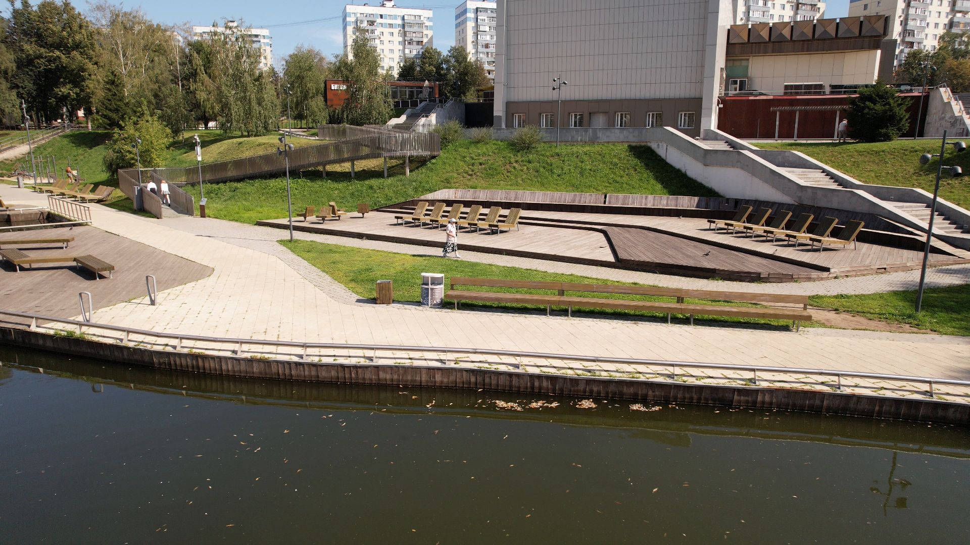 видное, благоустройство, пруд,видео с коптера,