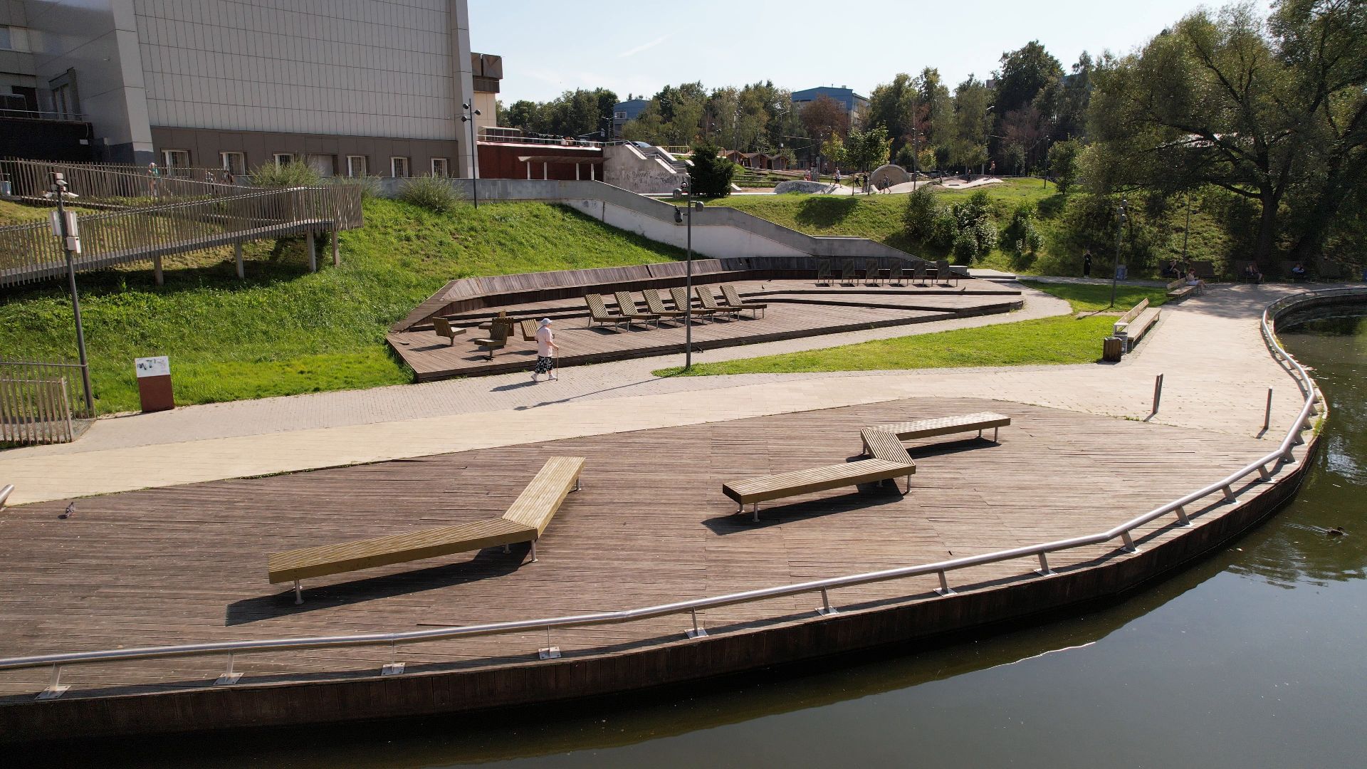 видное, благоустройство, пруд,видео с коптера,