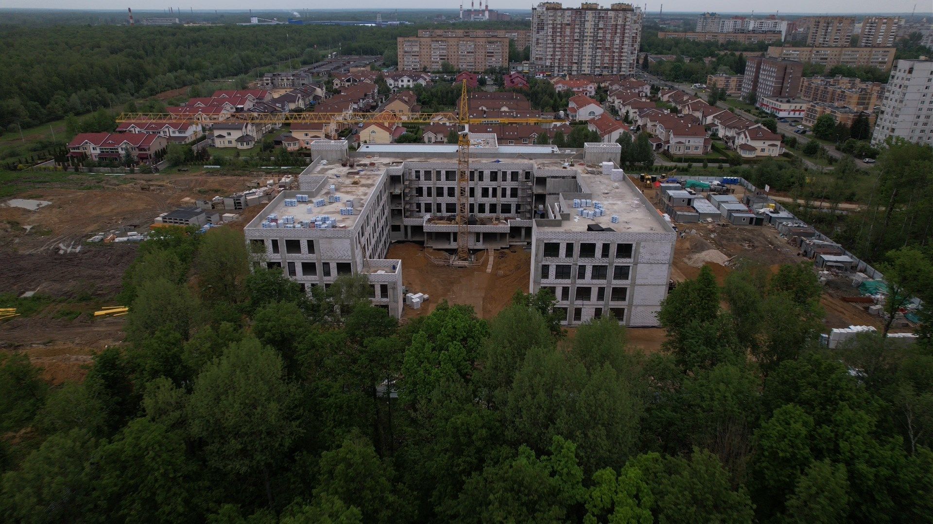 школа, ступино, стройка,видео с коптера,