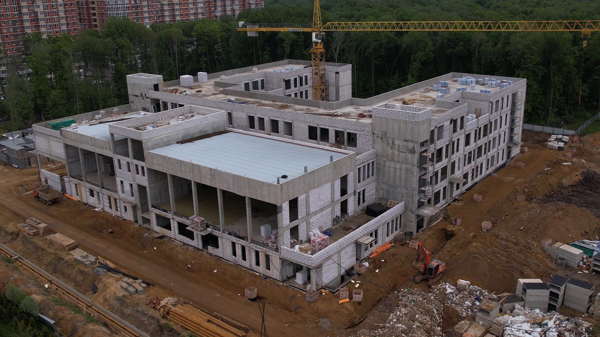 школа, ступино, стройка,видео с коптера,