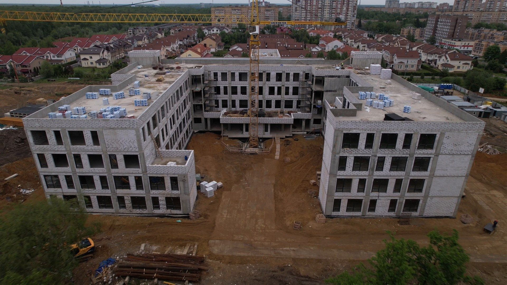 школа, ступино, стройка,видео с коптера,