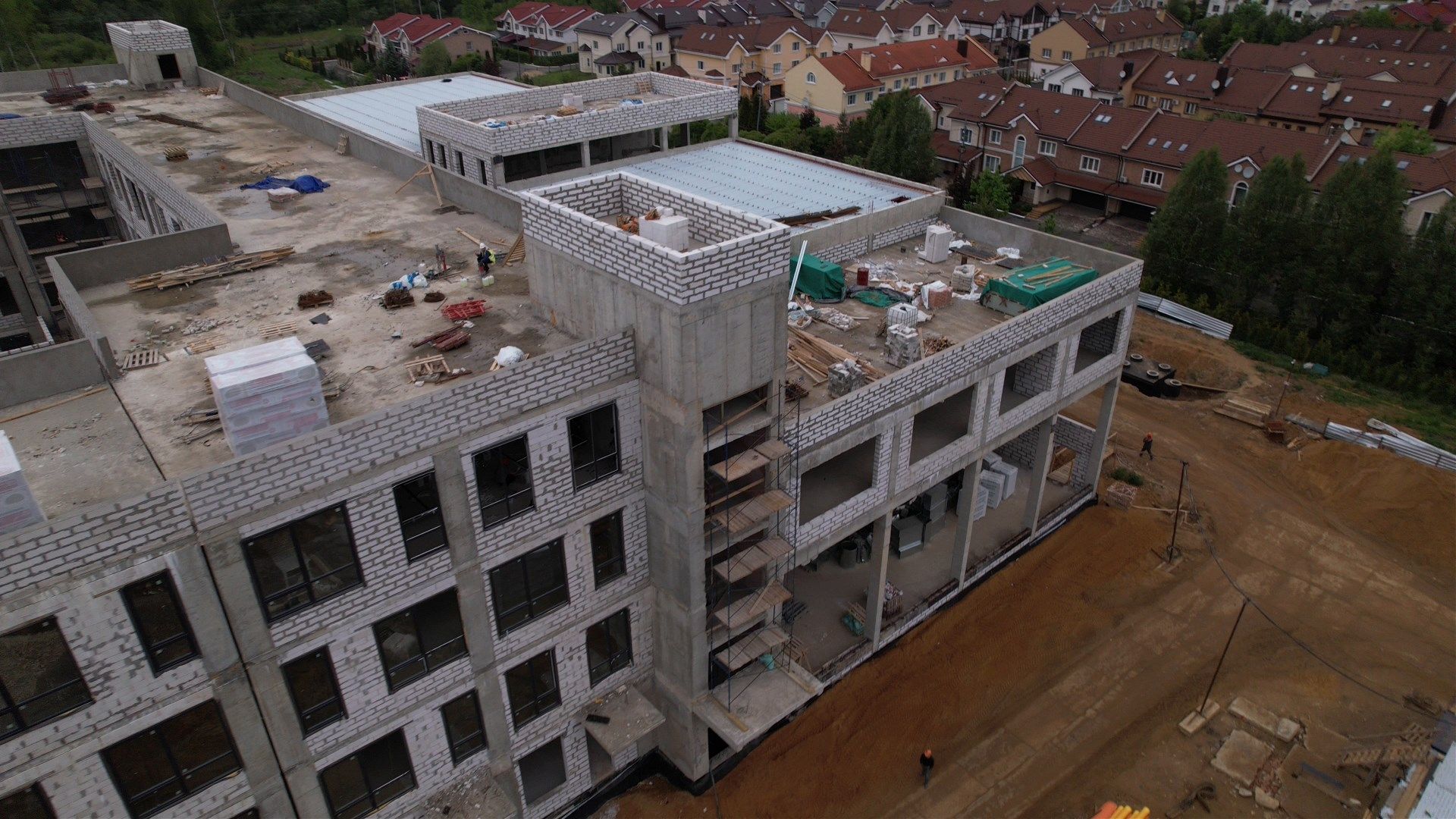 школа, ступино, стройка,видео с коптера,