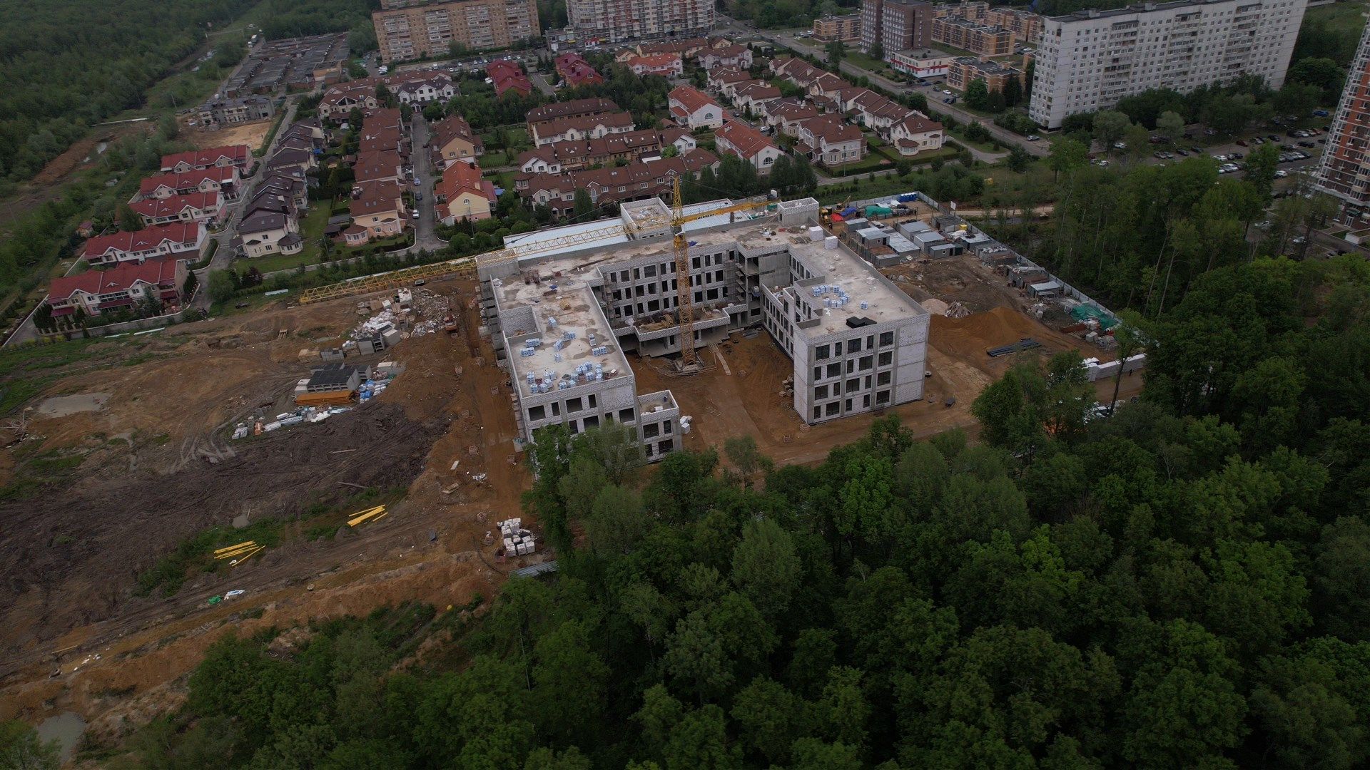 школа, ступино, стройка,видео с коптера,