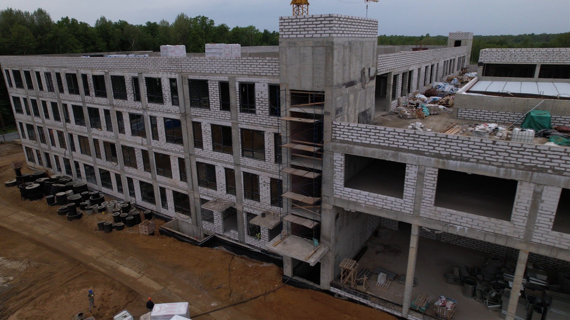 школа, ступино, стройка,видео с коптера,