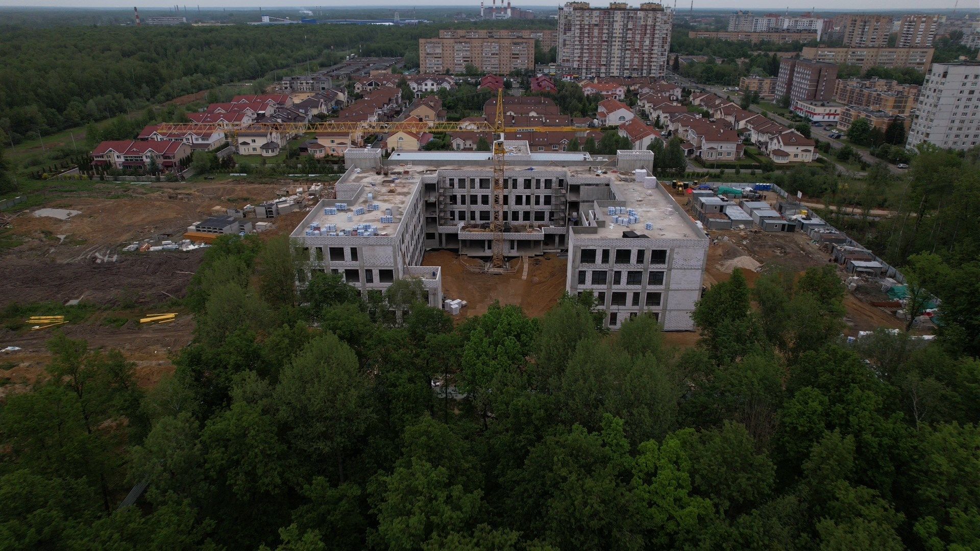 школа, ступино, стройка,видео с коптера,