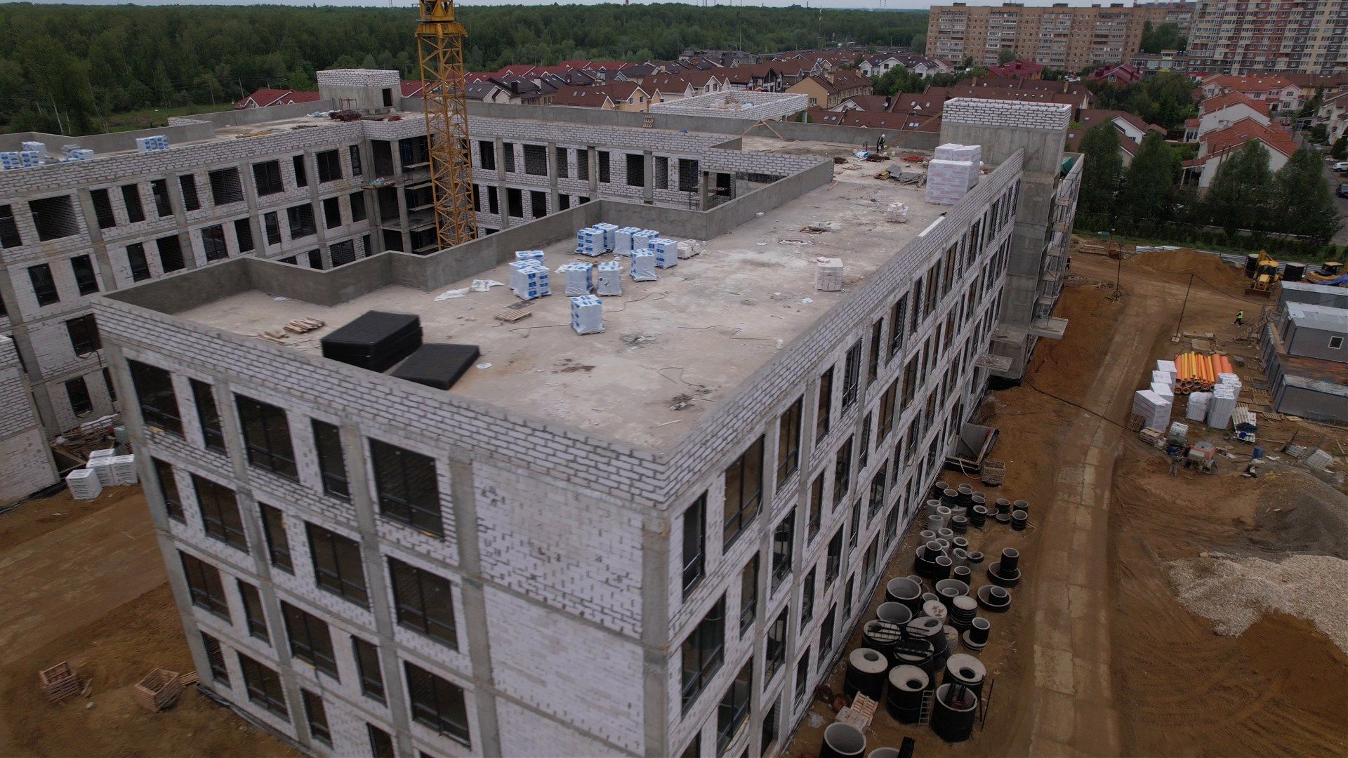 школа, ступино, стройка,видео с коптера,