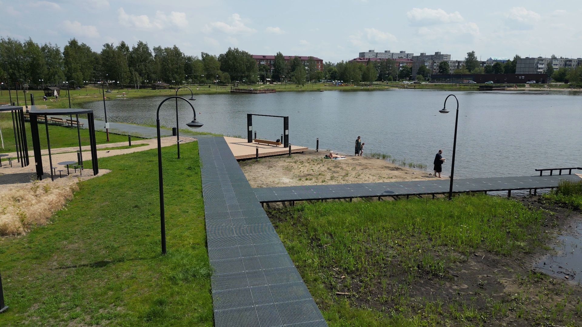 электрогорск, озеро, благоустройство,видео с коптера,