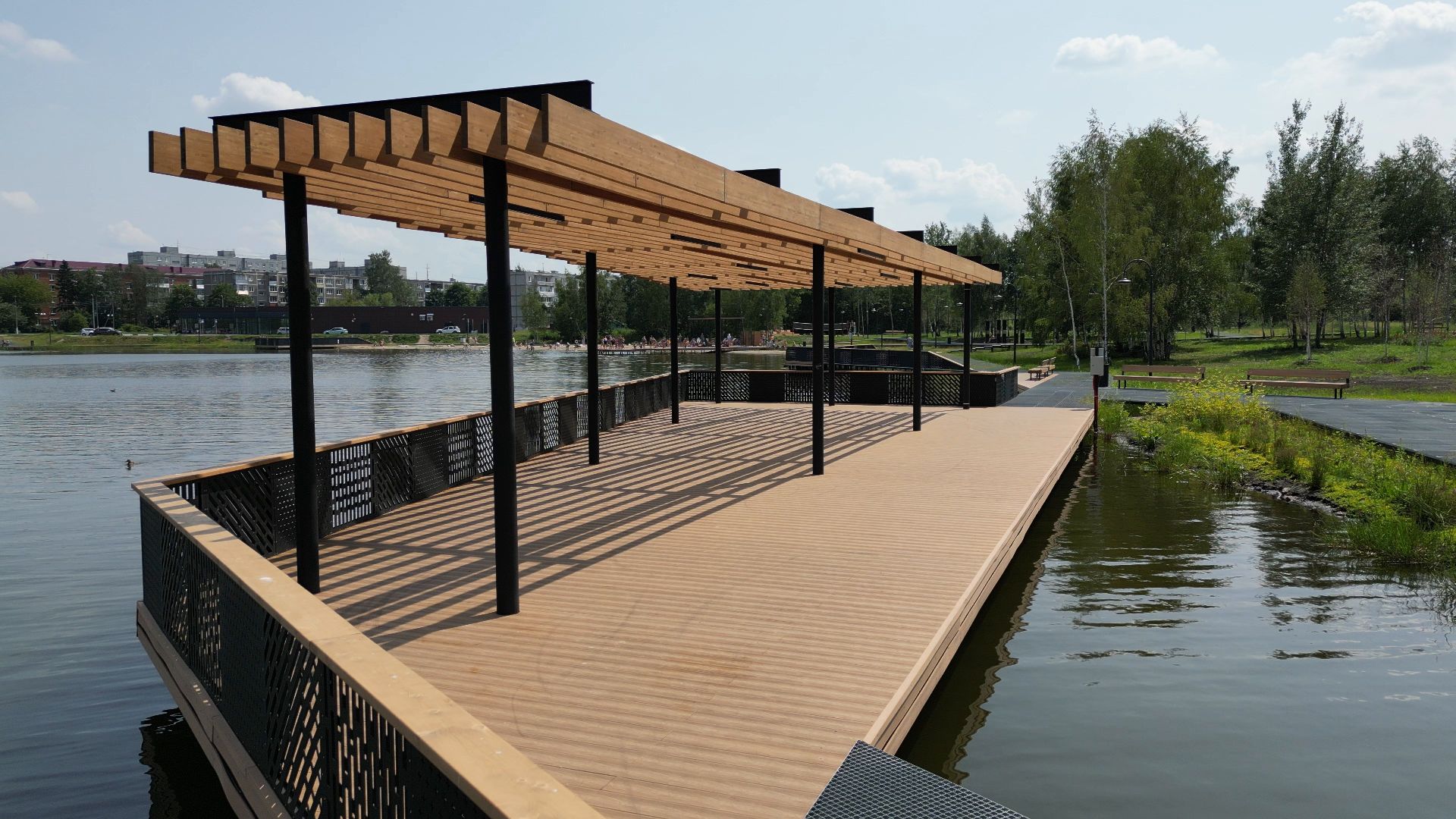 электрогорск, озеро, благоустройство,видео с коптера,