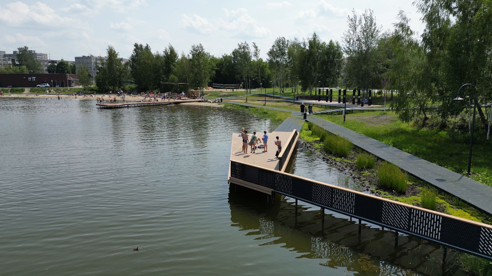 электрогорск, озеро, благоустройство,видео с коптера,