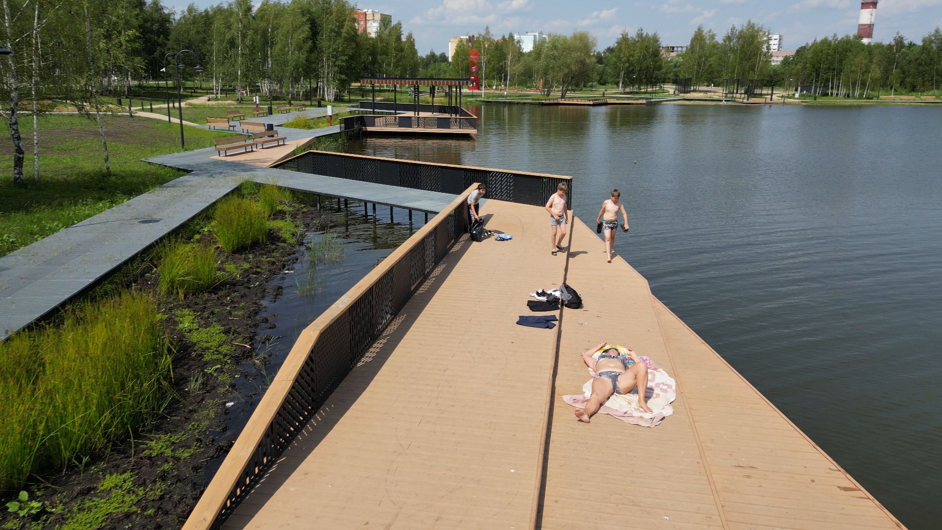 электрогорск, озеро, благоустройство,видео с коптера,