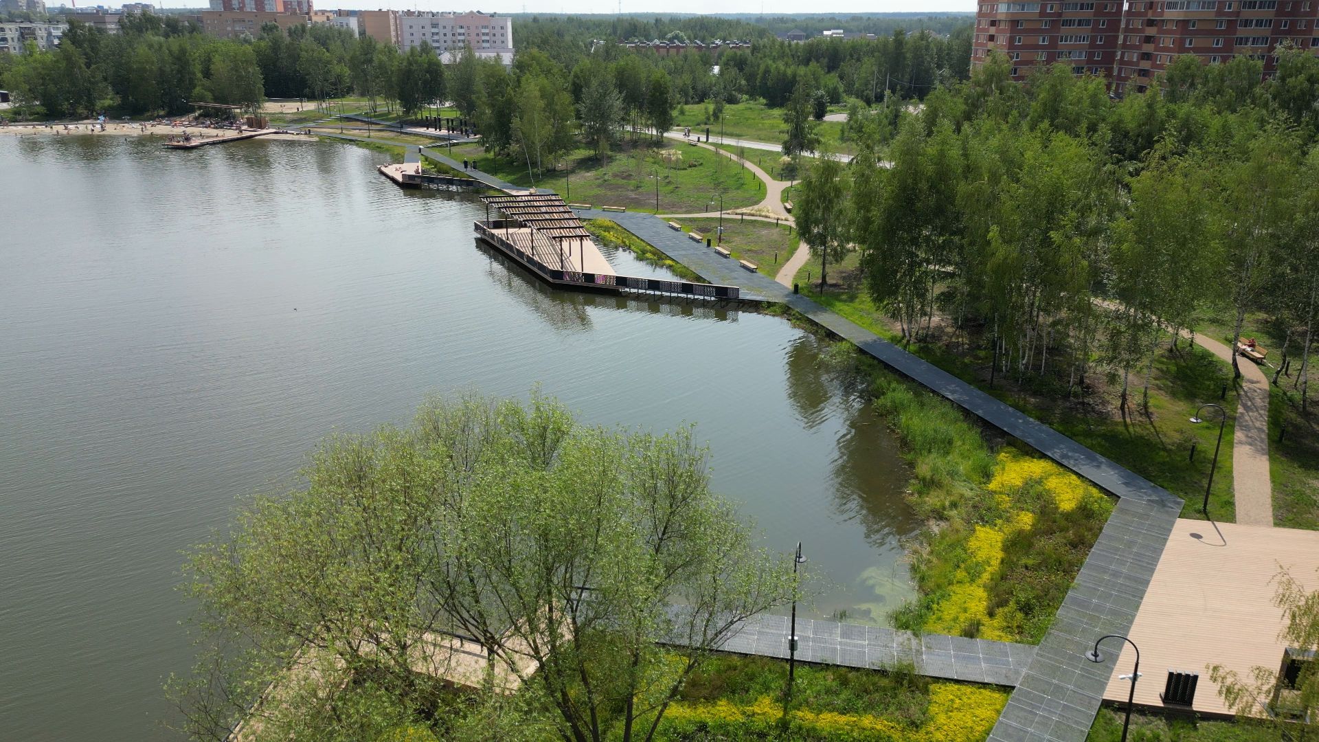 электрогорск, озеро, благоустройство,видео с коптера,