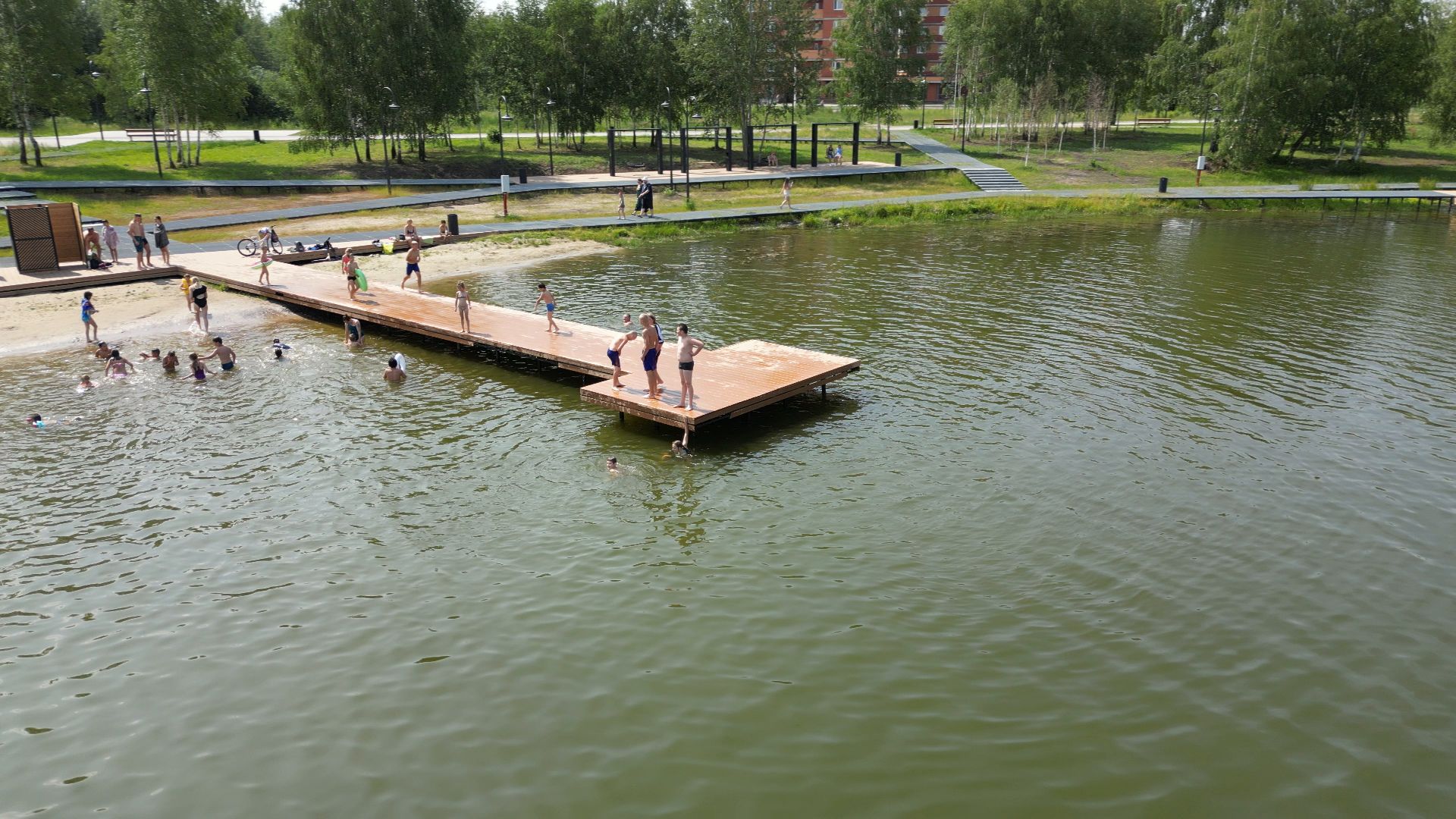 электрогорск, озеро, благоустройство,видео с коптера,