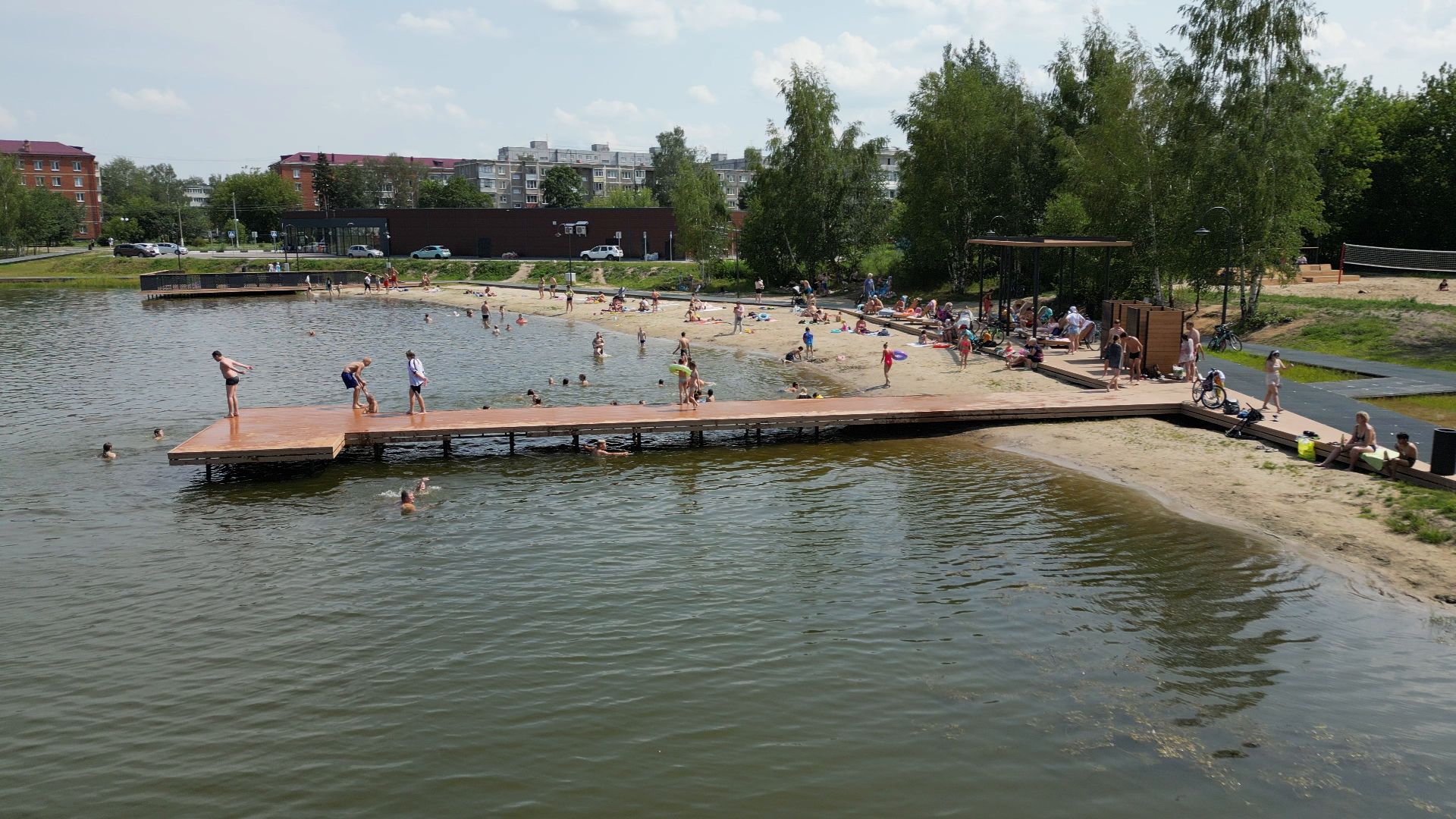 электрогорск, озеро, благоустройство,видео с коптера,