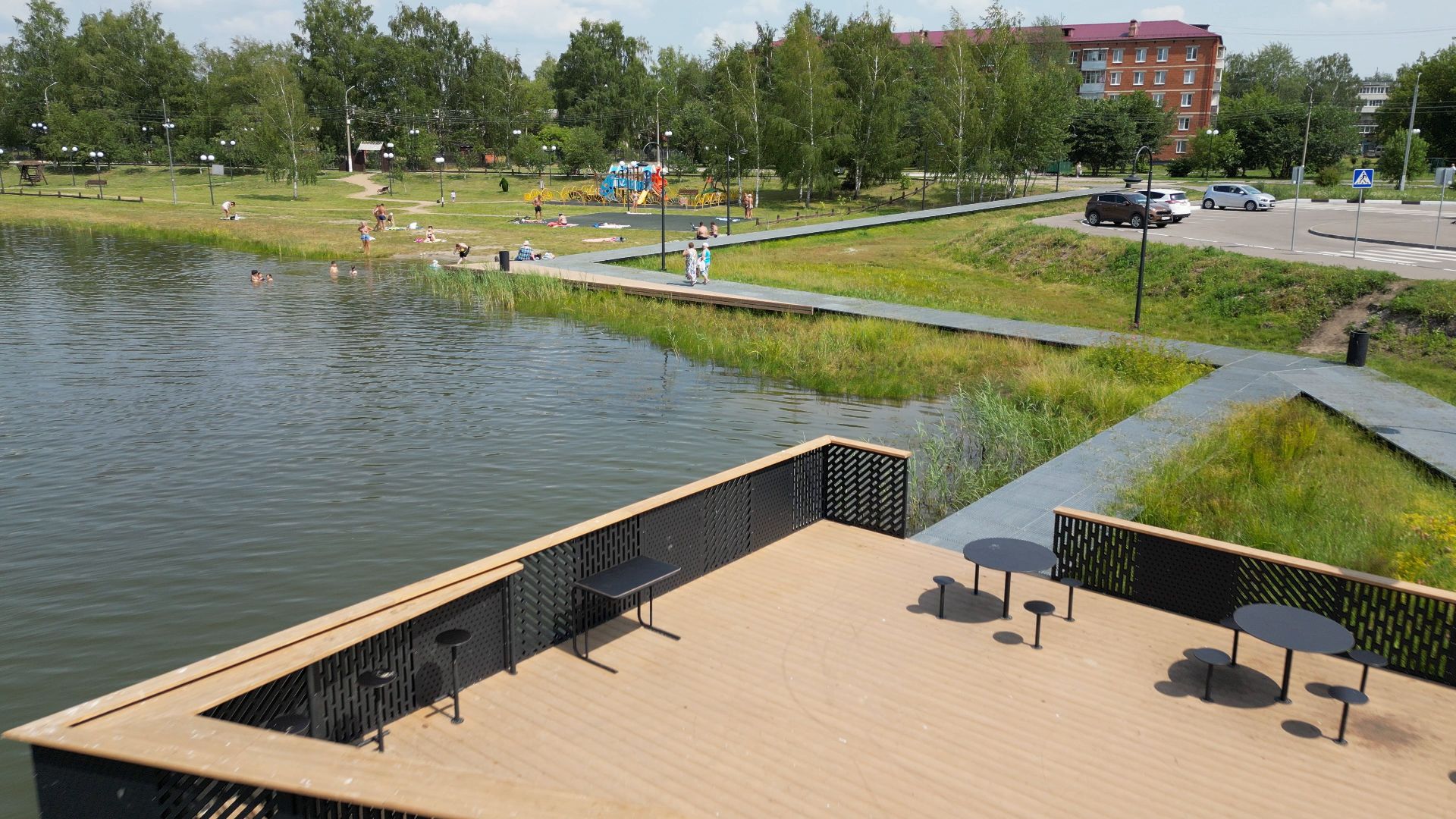 электрогорск, озеро, благоустройство,видео с коптера,