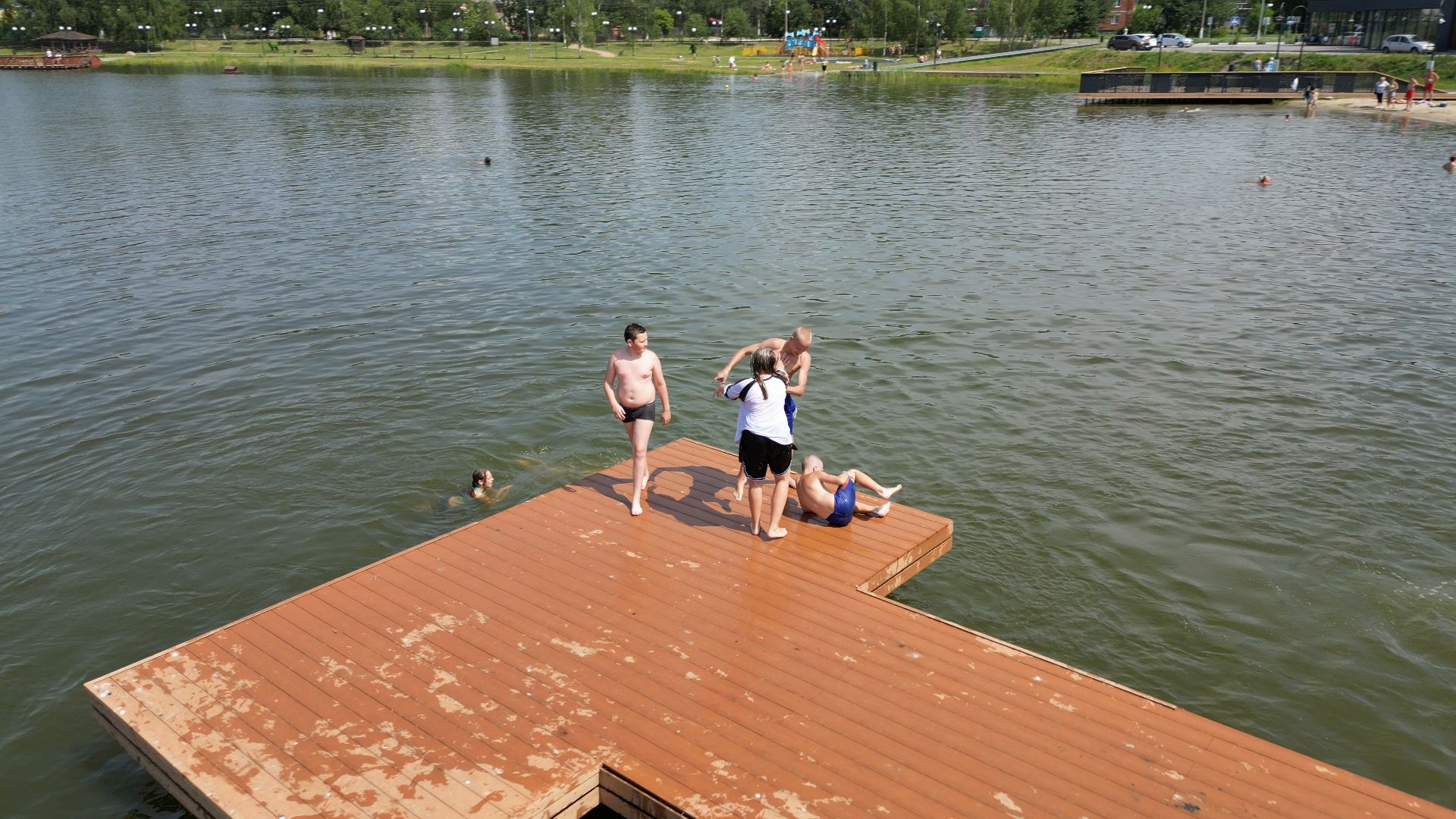 электрогорск, озеро, благоустройство,видео с коптера,