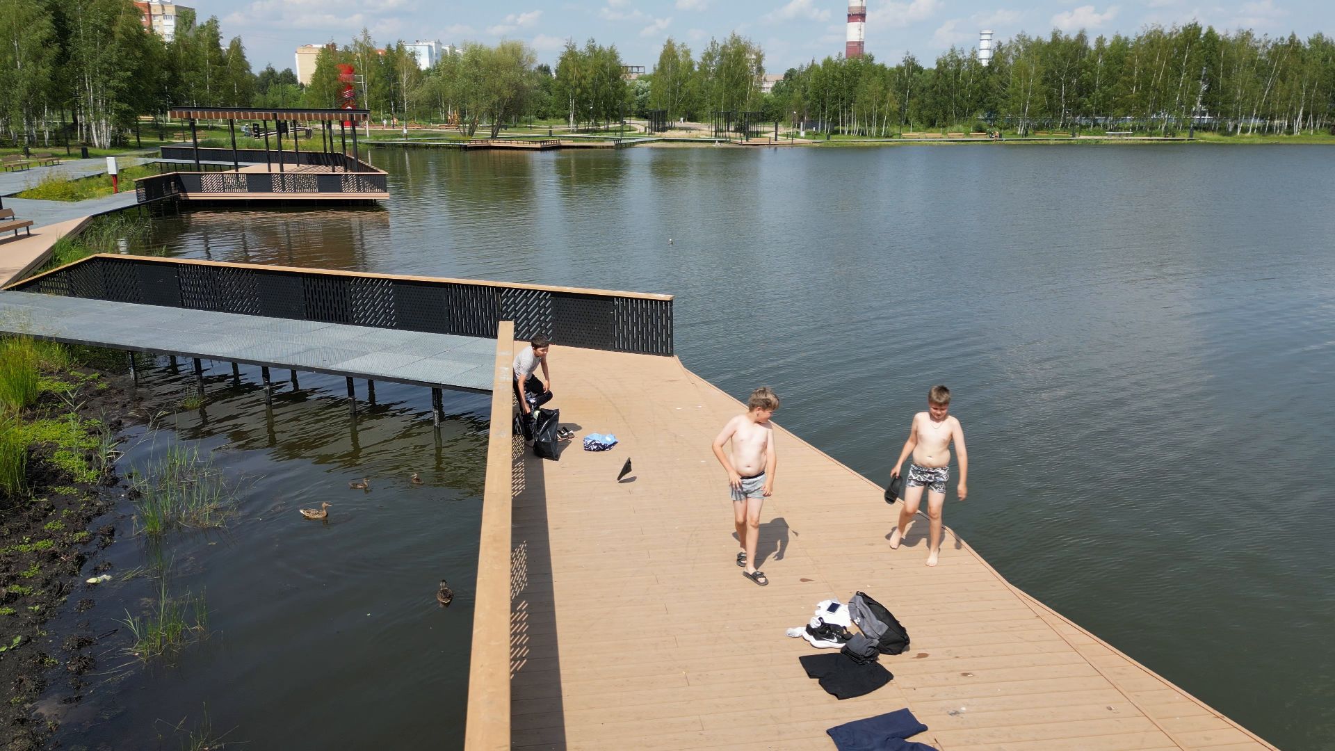 электрогорск, озеро, благоустройство,видео с коптера,