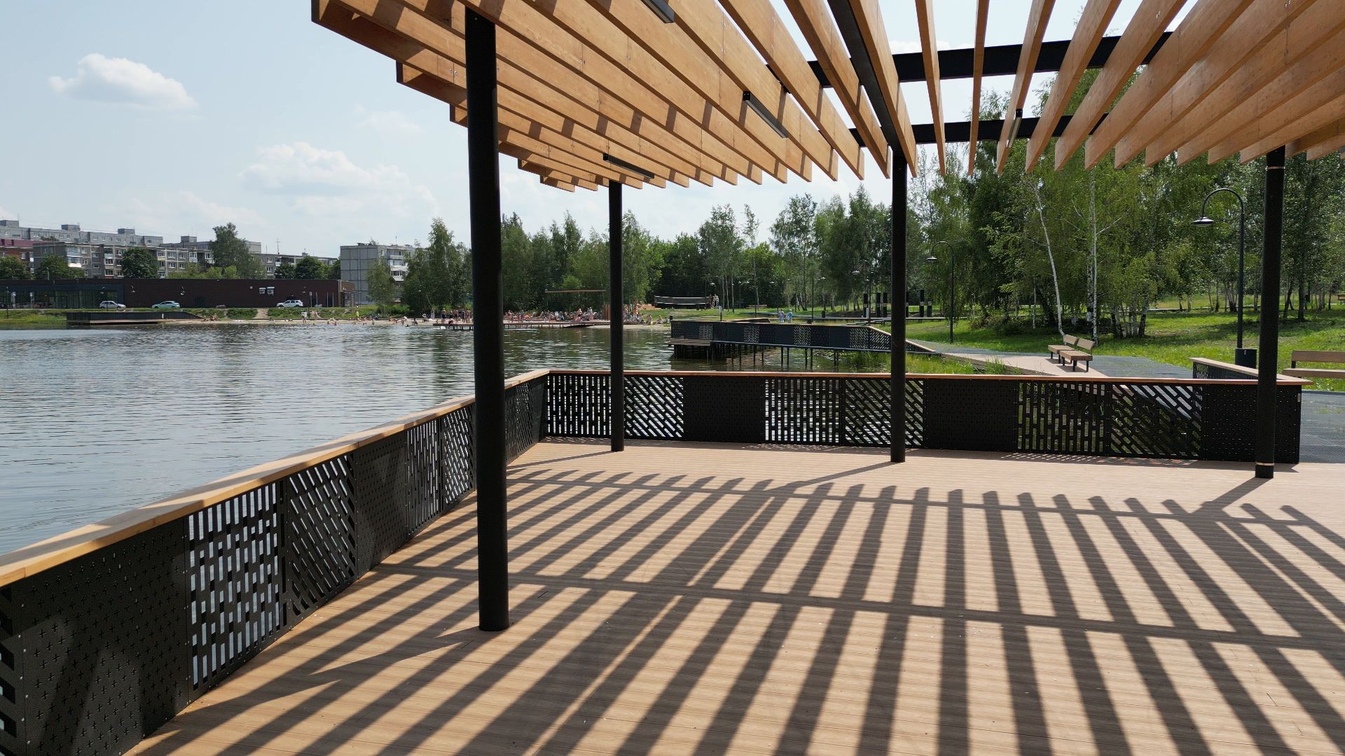 электрогорск, озеро, благоустройство,видео с коптера,