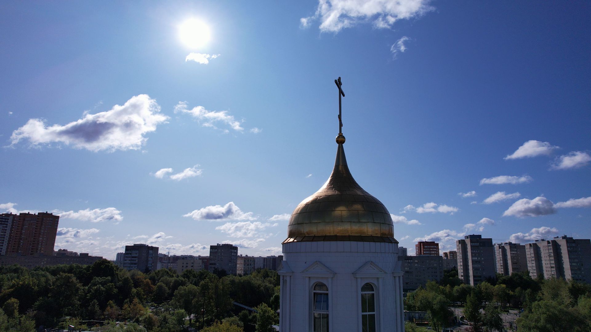 реутов, церковь, благоустройство,видео с коптера,