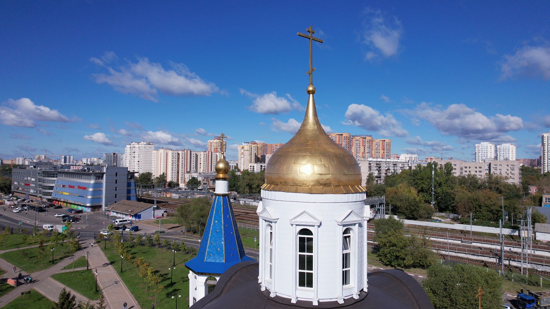 реутов, церковь, благоустройство,видео с коптера,