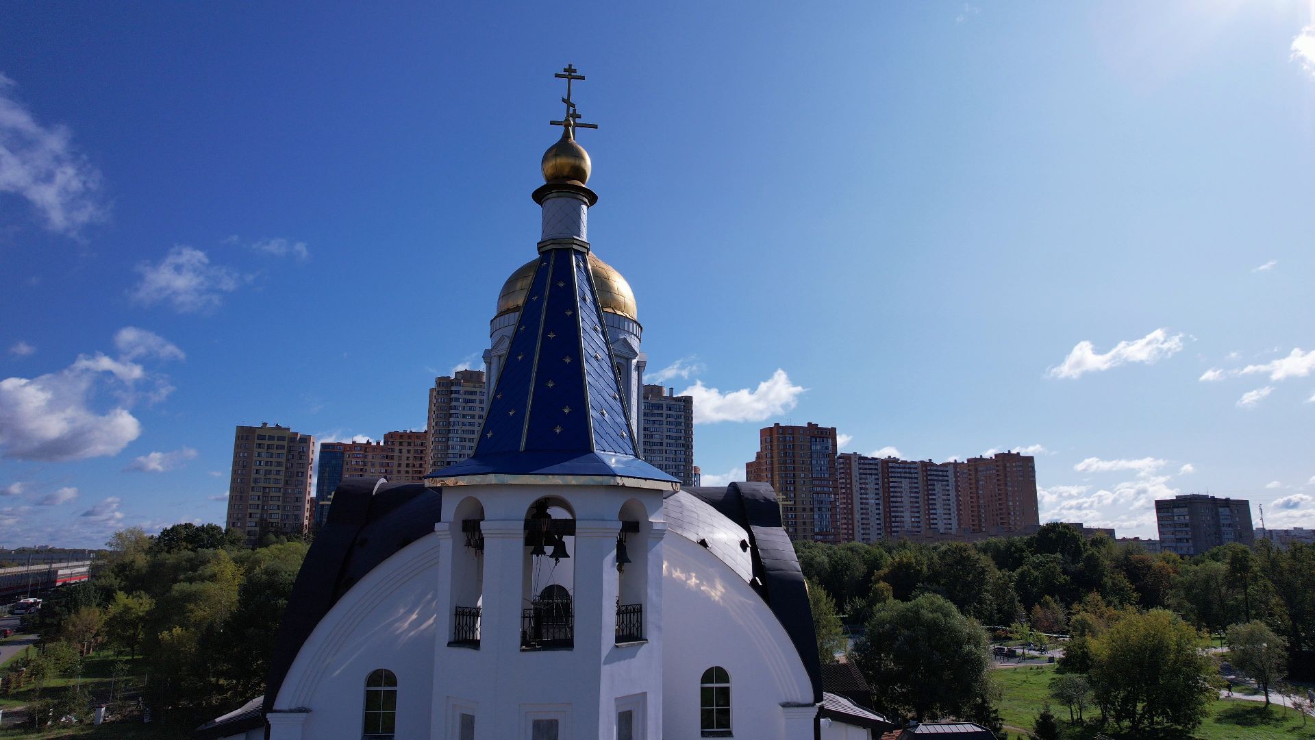 реутов, церковь, благоустройство,видео с коптера,