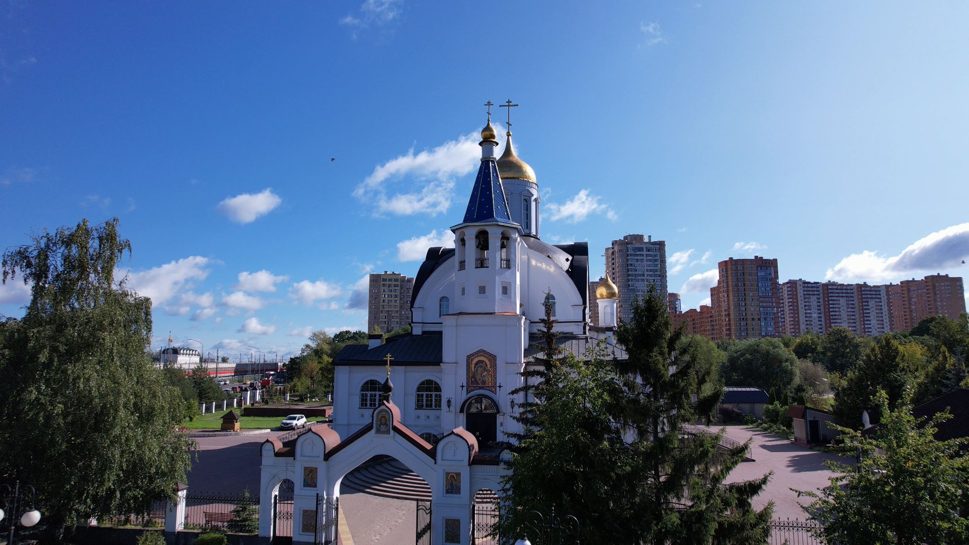 реутов, церковь, благоустройство,видео с коптера,