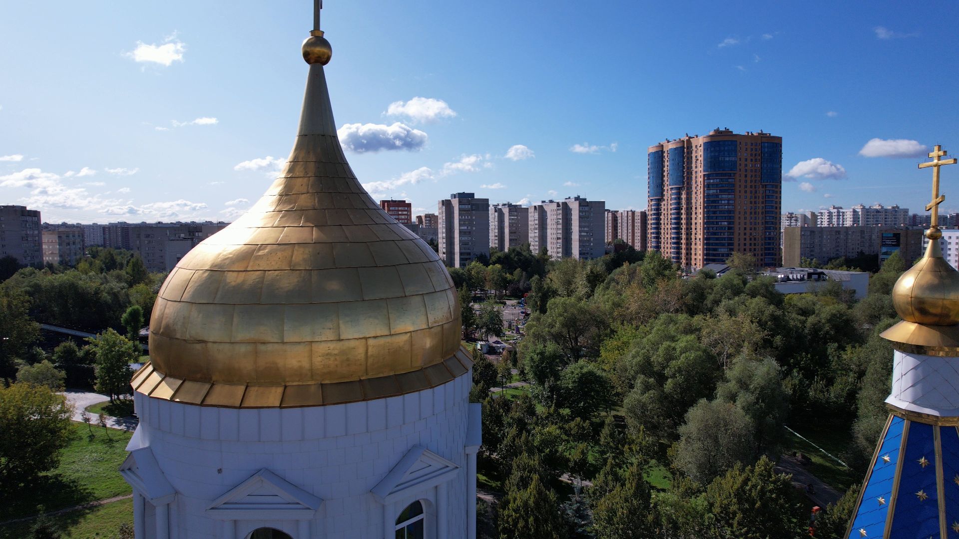 реутов, церковь, благоустройство,видео с коптера,