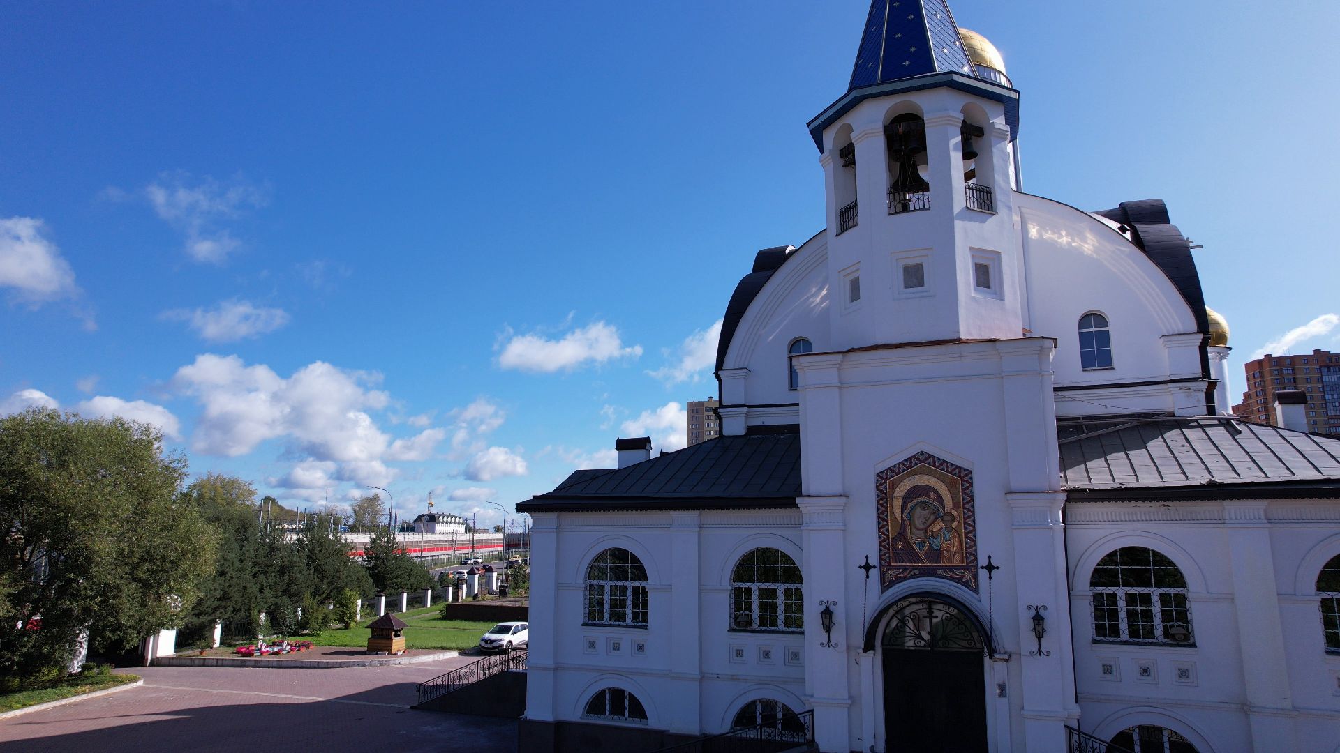 реутов, церковь, благоустройство,видео с коптера,