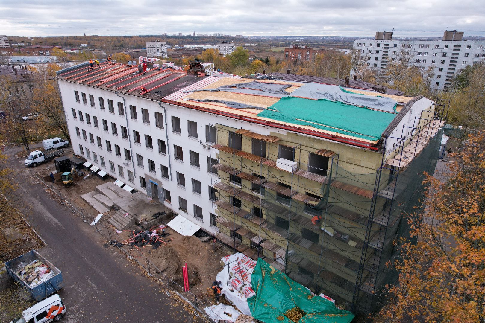 поликлиника, медицина,видео с коптера,